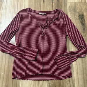 Pink Republic Burgundy Striped Long Sleeve Top